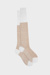 CALZA ANTEO, 75% COTONE 25% LINO, CREAM.