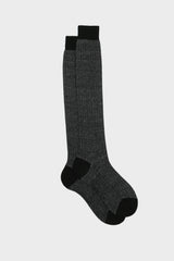 Bresciani Michele socks in a cotton-linen blend, with a black dark grey melange texture.