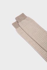 CALZA EGON. LANA 75% CASHMERE 25%, BROWN-IVORY.