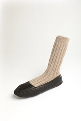 SLIPPERS.CASHMERE, PELLE, BEIGE.