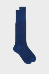 Bresciani Mario socks in mercerised Egyptian cotton, featuring a bluette and black vanisee pattern.