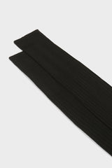 Close-up of the ribbed cuff on Bresciani Cesare socks, highlighting the high cuff and solid charcoal color.