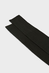 Close-up of the ribbed cuff on Bresciani Cesare socks, highlighting the high cuff and solid dark brown color.