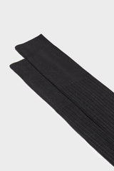Close-up of the ribbed cuff on Bresciani Cesare socks, highlighting the high cuff and solid grey color.