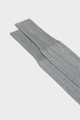 Close-up of the ribbed knit and cuff on Bresciani Leone socks, in a solid grey color.