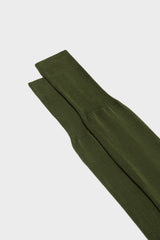 Close-up of the ribbed cuff on Bresciani Lorenzo socks, in a solid olive color.