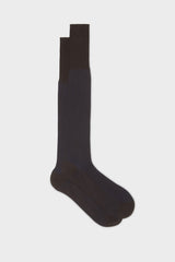Bresciani Mario socks in mercerised Egyptian cotton, featuring a brown and blue vanisee pattern.