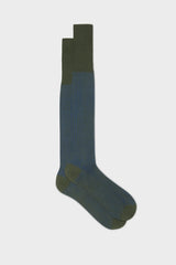 Bresciani Mario socks in mercerised Egyptian cotton, featuring a dark green royal and blue vanisee pattern.
