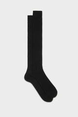 Bresciani 'Campidoglio' socks in cashmere, with a ribbed knit and a solid black color.