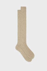Bresciani 'Campidoglio' socks in cashmere, with a ribbed knit and a solid light brown color.