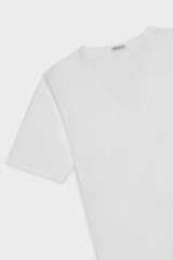 MAGLIA SCOLLO V. 100% COTONE, MANICA CORTA, WHITE.