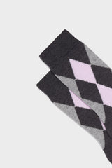 CALZA CARLA. COLLEZIONE DONNA, LANA ARGYLE , GREY LILAC.