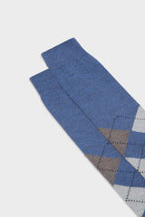 CALZA LAPO, 90% LANA 10% POLIAMMIDE, INTARSIO, BLUE-LIGHTBLUE-LIGHTBROWN-GREY.