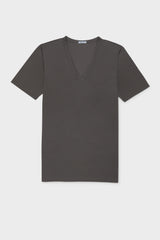 MAGLIA SCOLLO V. 100% COTONE, MANICA CORTA, GREY.